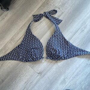 Merona Navy and White Patterned Halter Bikini Top